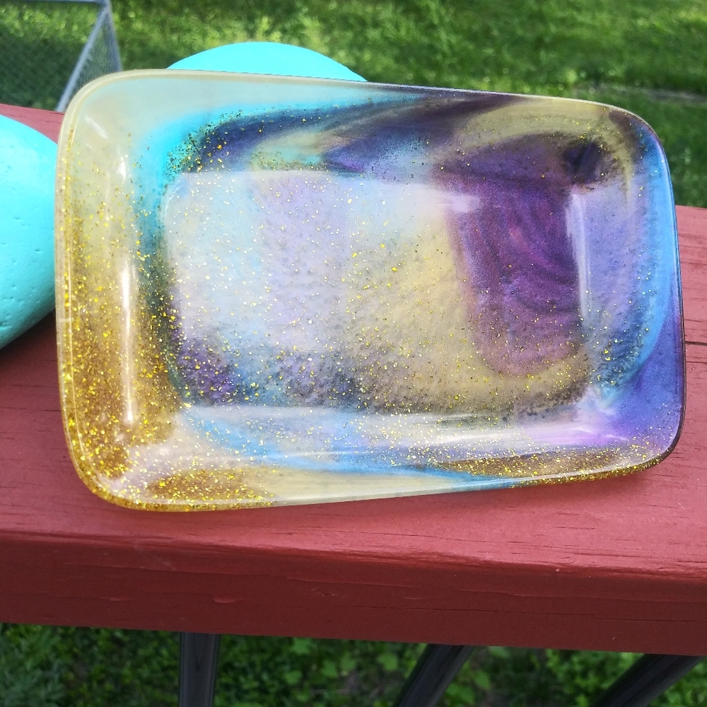 ✨SOLD✨Soap Dish Tray Resin Art Cute Mermaid Sparkly Beautiful Handmade Cute - Picture 3 of 15